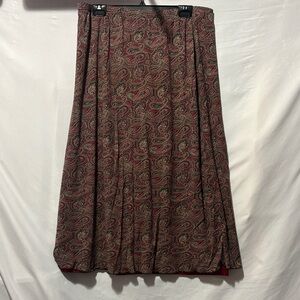 Elegant Paisley Maxi Skirt in Red and Brown XL44